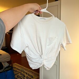 alexander wang t cropped knotted tee